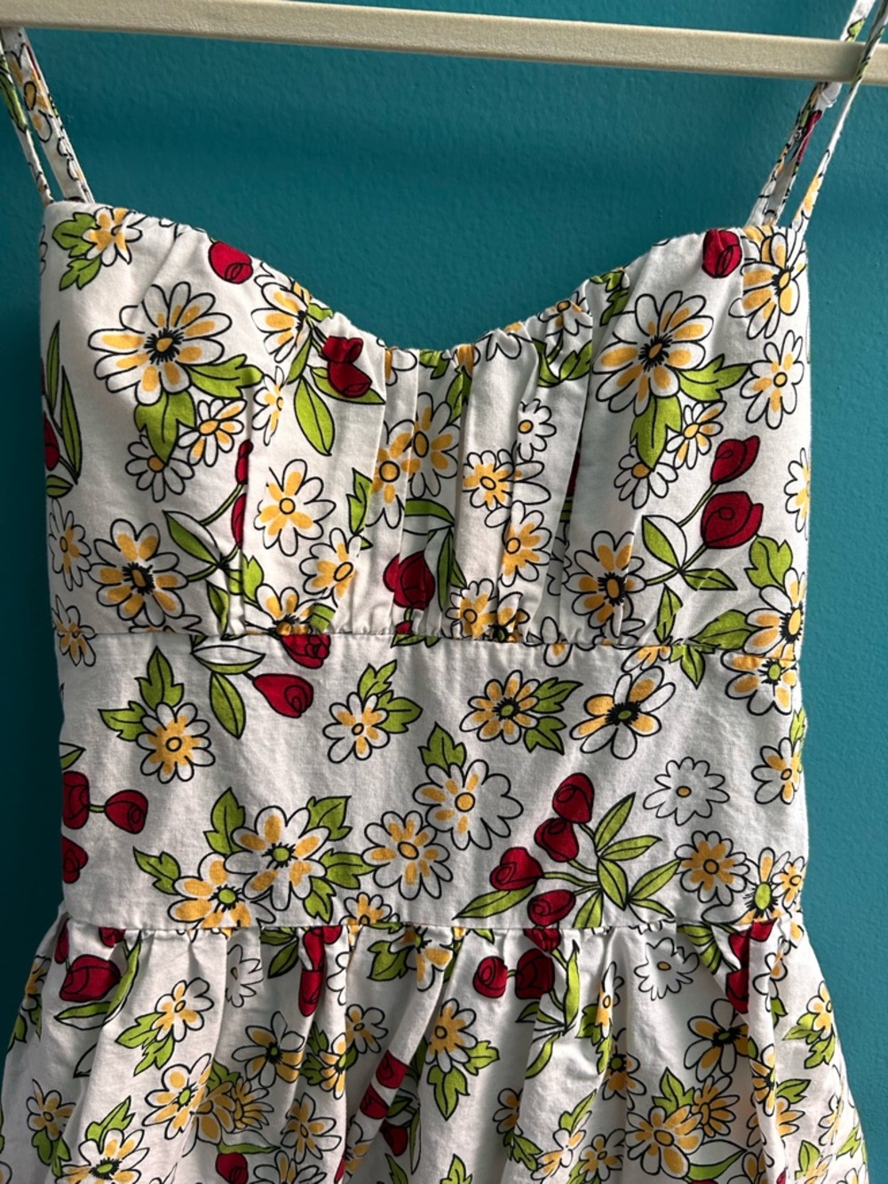 Cottagecore Floral Strawberry Sundress 100% Cotton - Picture 2 of 6